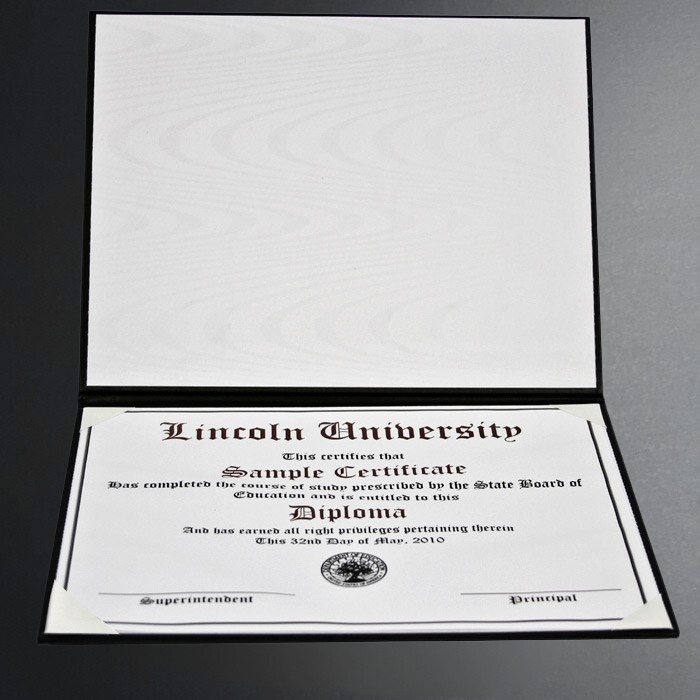 Lincoln University diploma with a gray background