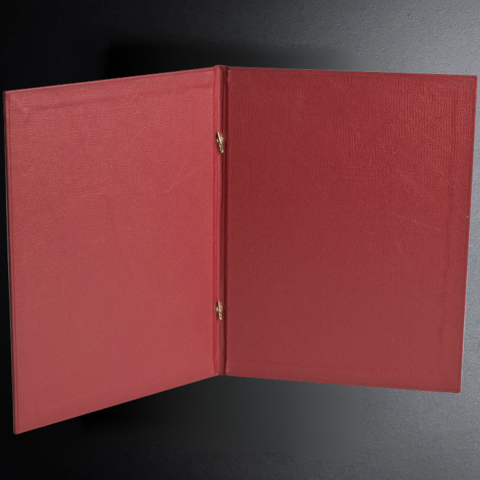 Open red folder on a dark gray background