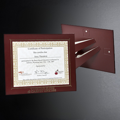 Certificate of Participation in a branded frame on a dark background