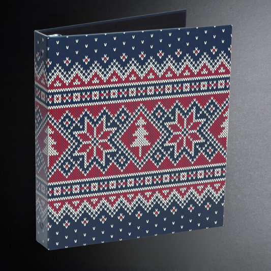 Festive patterned box with Christmas design on a dark background