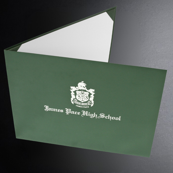 Green folder with 'James Pace High School' logo on a gray background