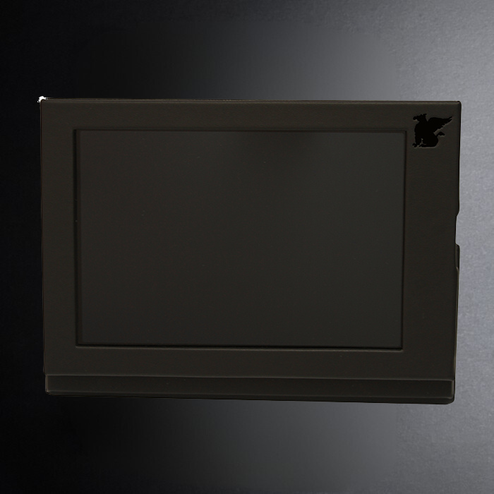 Dark gray rectangular object on a black background