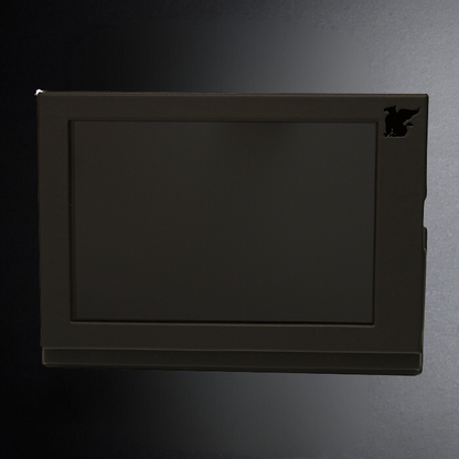 Dark gray rectangular object on a black background