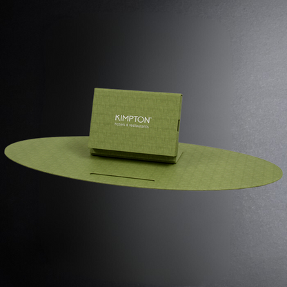 Green box with 'Kimpton' branding on a dark gray background