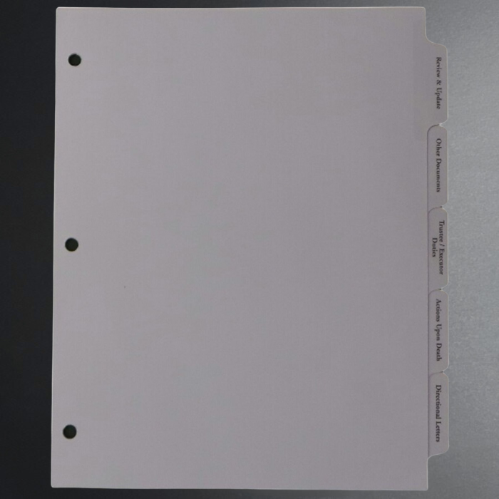 Gray sheet with pre-cut tabs on a gray background