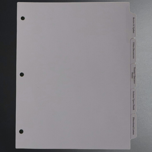 Gray sheet with pre-cut tabs on a gray background