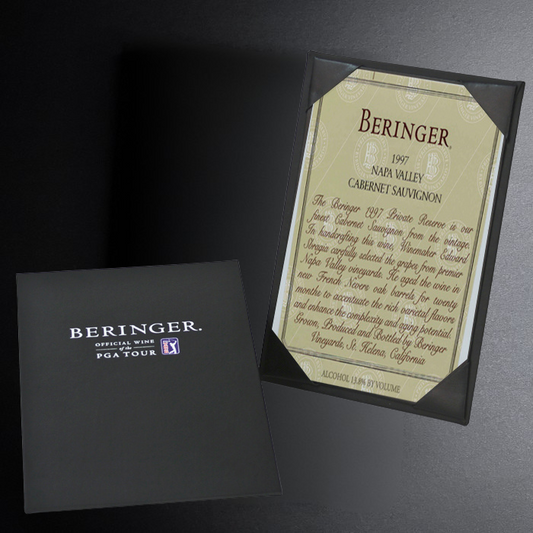 Beringer wine box with label on a dark background