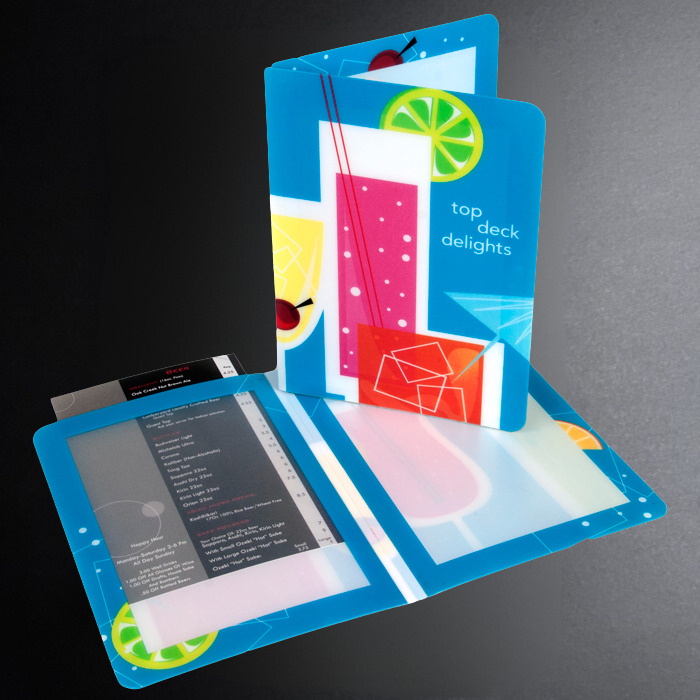 Colorful card deck with a 'top deck delights' label on a dark background