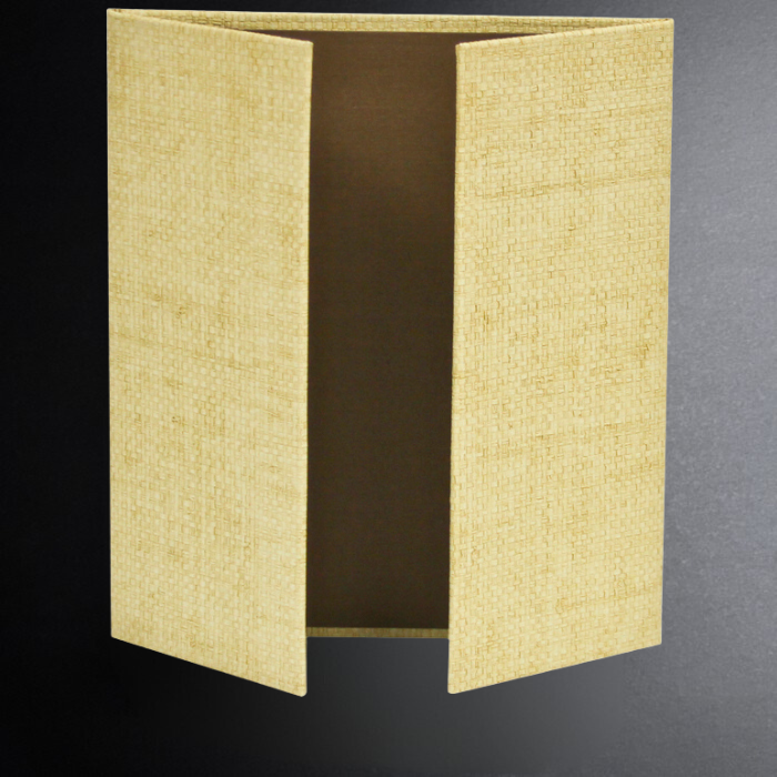 Beige textured menu cover on a dark background