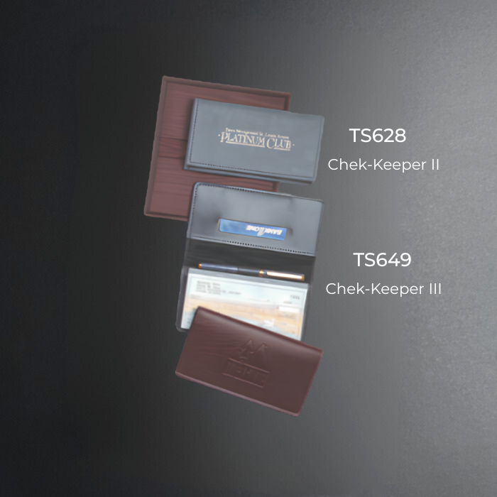 Two check keepers with labels TS628 and TS649 on a dark background