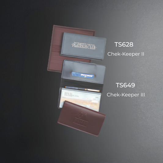 Two check keepers with labels TS628 and TS649 on a dark background