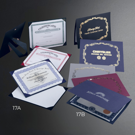 Collection of various diploma-style certificates on a dark background